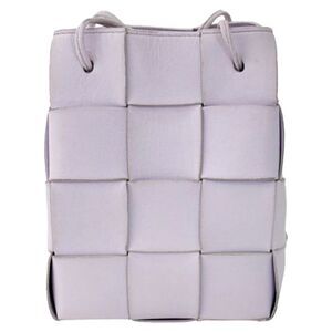 Intrecciato Leather Cassette Bucket Bag Small Oyster